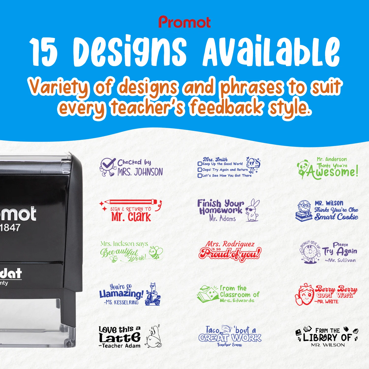 Teacher Custom Rubber Stamp "Finish Your Homework" - Medium with multiple teacher stamp designs available